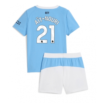 Billige Fotballdrakt Manchester City Rayan Ait-Nouri #21 Replika Hjemmedraktsett Barn 2025-26 Kortermet (med bukser)
